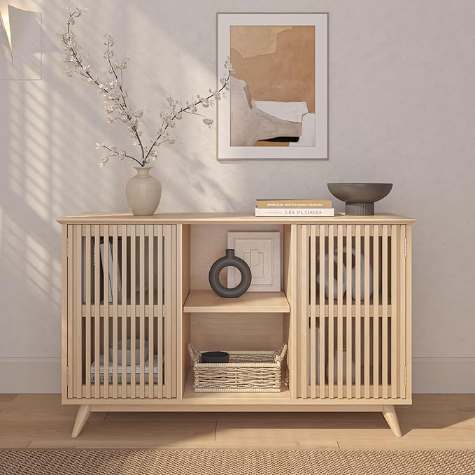 Plank+Beam Mid-Century Modern Wood TV Stand, Solid Wood Entertainment Console - Image 10