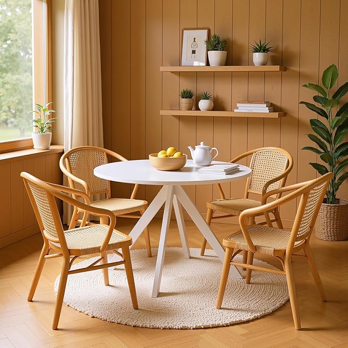 Round Dining Table for 4, 47 Inch Modern Dinner Table Small Round Dining Room by Unknown