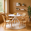 Round Dining Table for 4, 47 Inch Modern Dinner Table Small Round Dining Room by Unknown