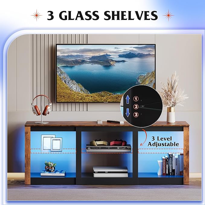 WLIVE LED TV Stand for 65 Inch TV, Modern Entertainment Center - Image 5