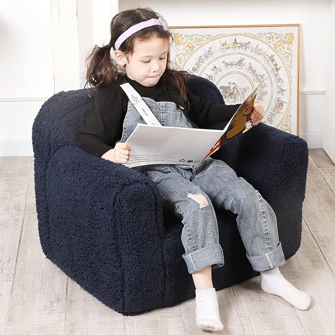 Kids Snuggly-Soft Sherpa Chair, Cuddly Toddler Foam Chair - Image 4