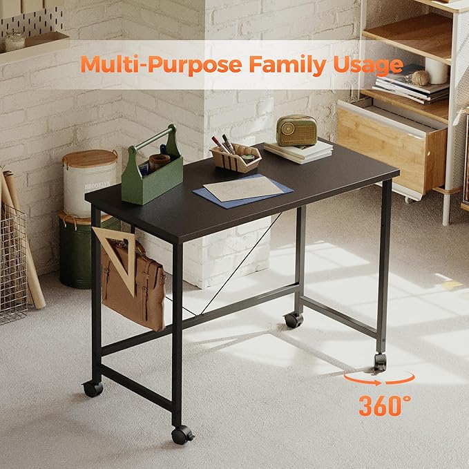 Rolling Computer Desk with Wheels, Gaming Desk - Image 7