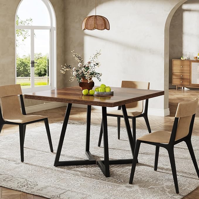 Tribesigns Square Dining Table for 4, 31.5" Industrial Dinner Table - Image 4