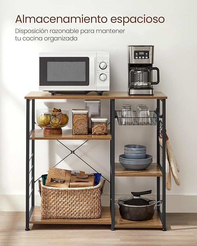 VASAGLE ALINRU Kitchen Baker’s Rack, Coffee Bar, Microwave Oven Stand, - Image 5