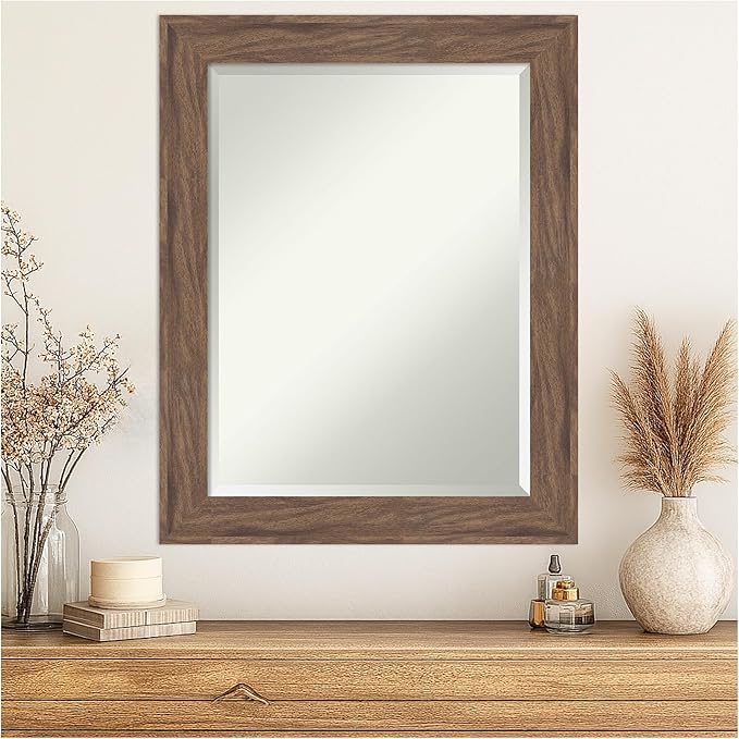 Amanti Art Brown Wall Mirror 29x23 Pia Medium Brown Rectangle Bathroom Mirror - Image 4