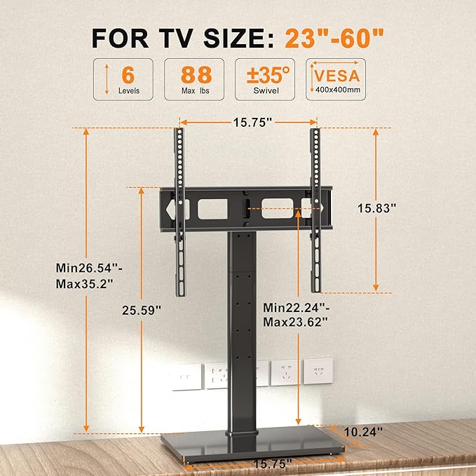 Universal Swivel TV Stand Base Table Top TV Stand - Image 2