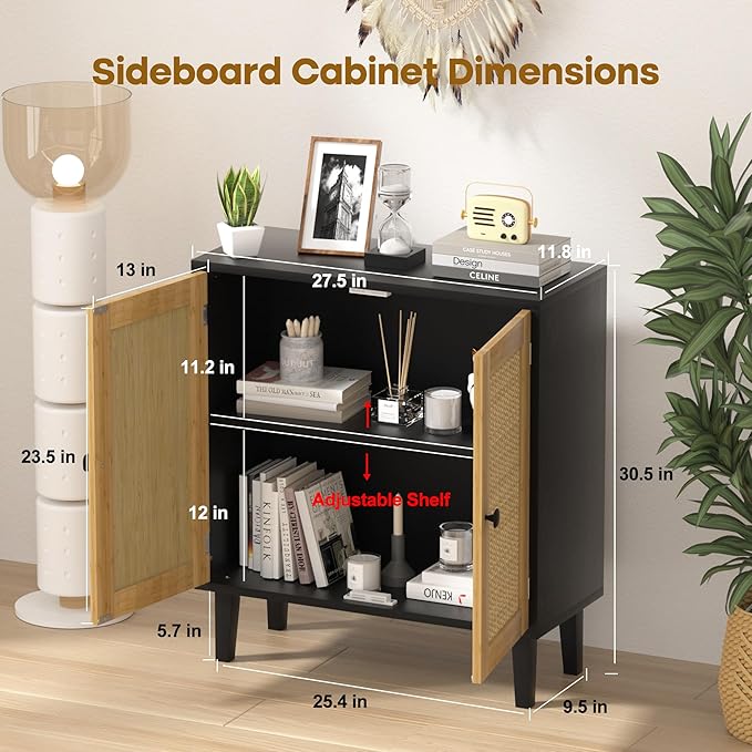 Bamboo Sideboard Buffet Cabinet - Image 3