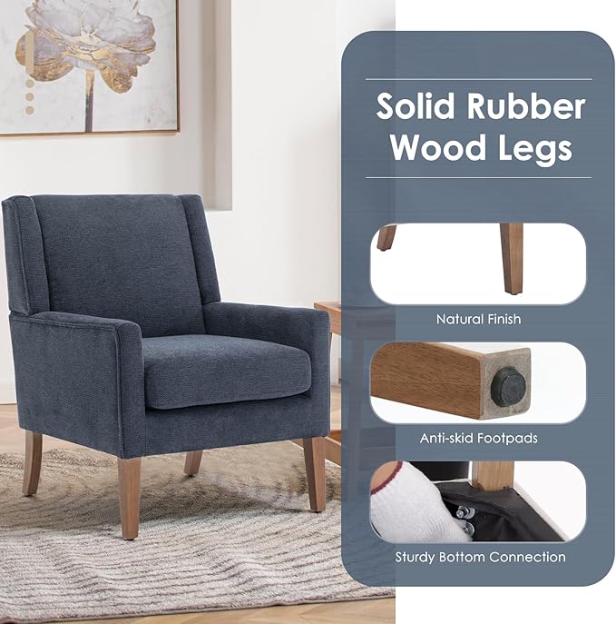COLAMY Modern Wingback Living Room Chair Set of 2, Upholstered Fabric Accent - Image 5
