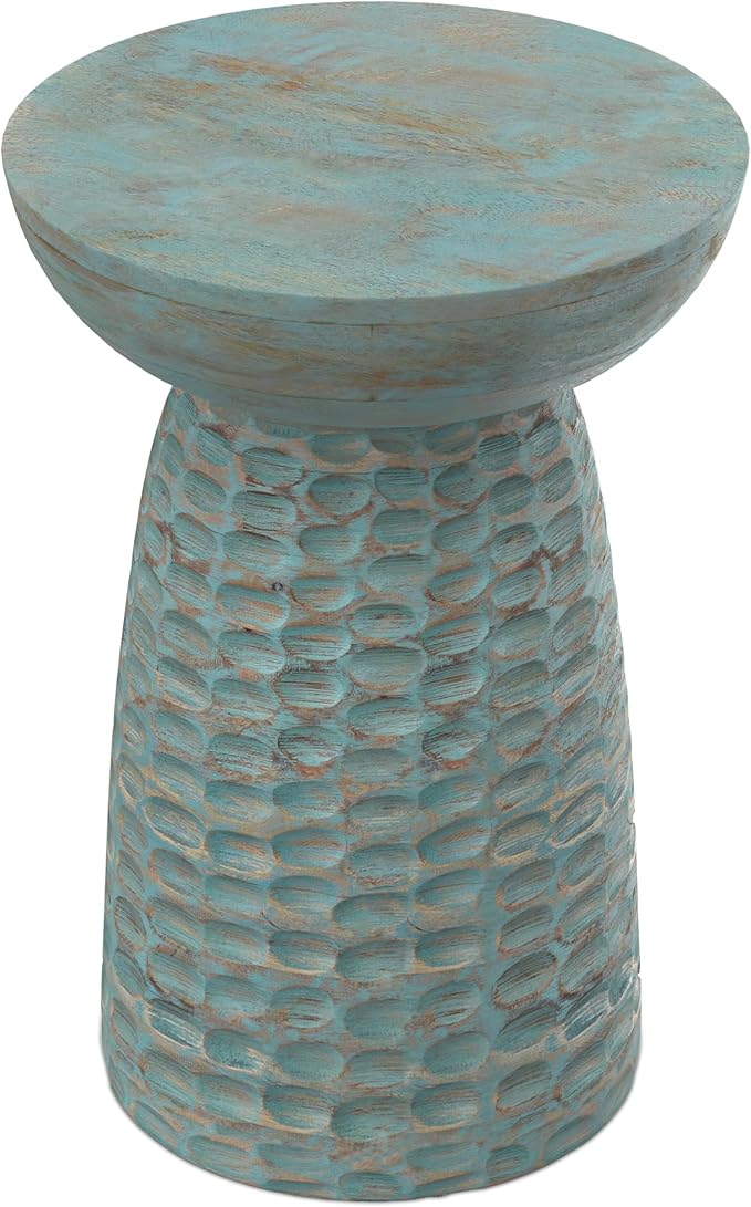 SIMPLIHOME Boyd 13-inch Wide Solid Mango End Table in Teal Wash, - Image 8