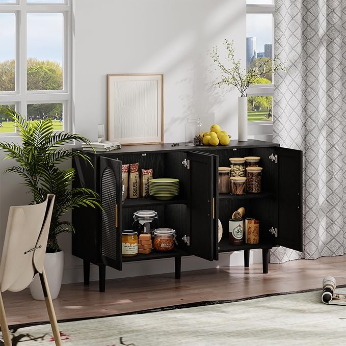Rattan Cabinet, Mid-Century Modern Buffet Cabinet - Image 6