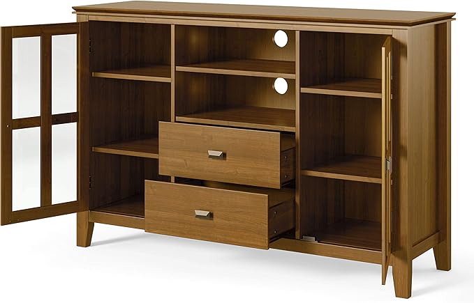 SIMPLIHOME Artisan SOLID WOOD 53 inch Wide Transitional TV Media Stand in Honey - Image 3