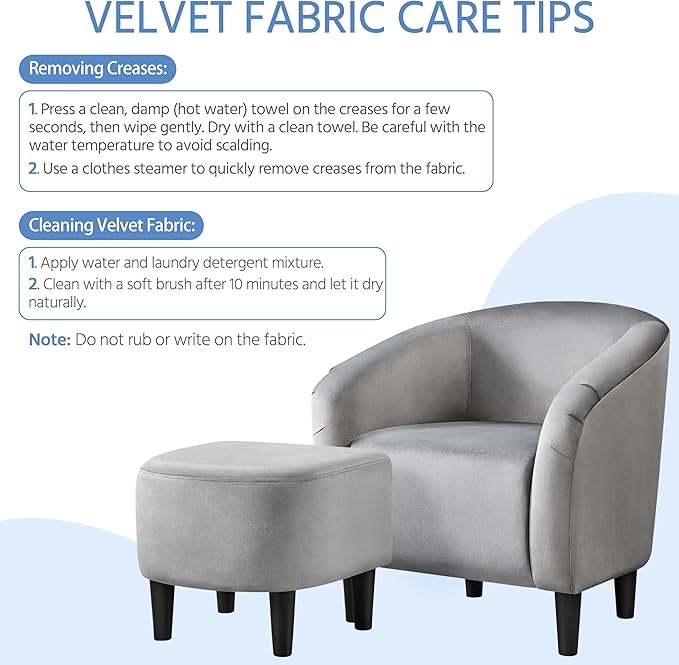 Yaheetech Accent Chair with Ottoman Set, Modern Upholstered Soft Barrel Chair - Image 9