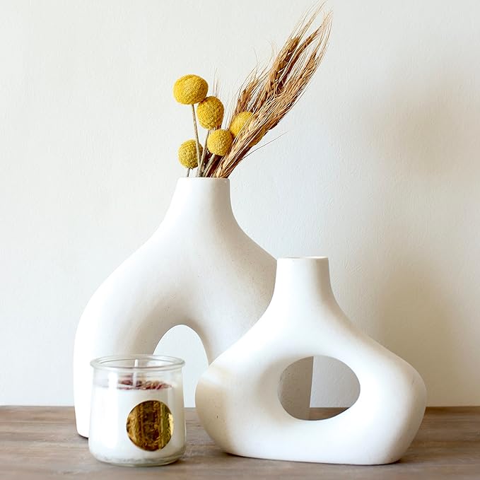 Carrot's Den Donut Vase, Hollow | Table Centerpiece, Olive Plant, Living Room - Image 9