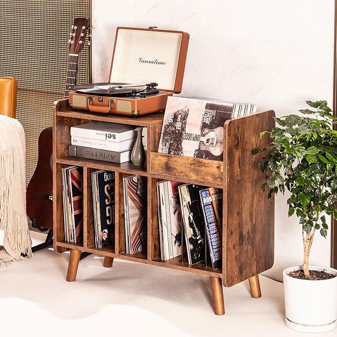 Record Player Stand, Large Record Player Table Cabinet - Image 2