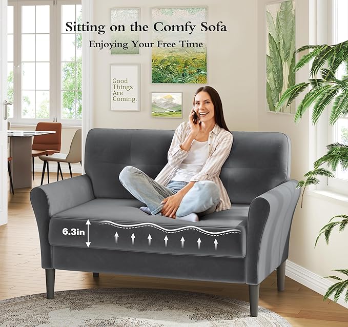Small Sofa Couch, Soft Velvet Love Seat Couches, Small Couch - Image 3