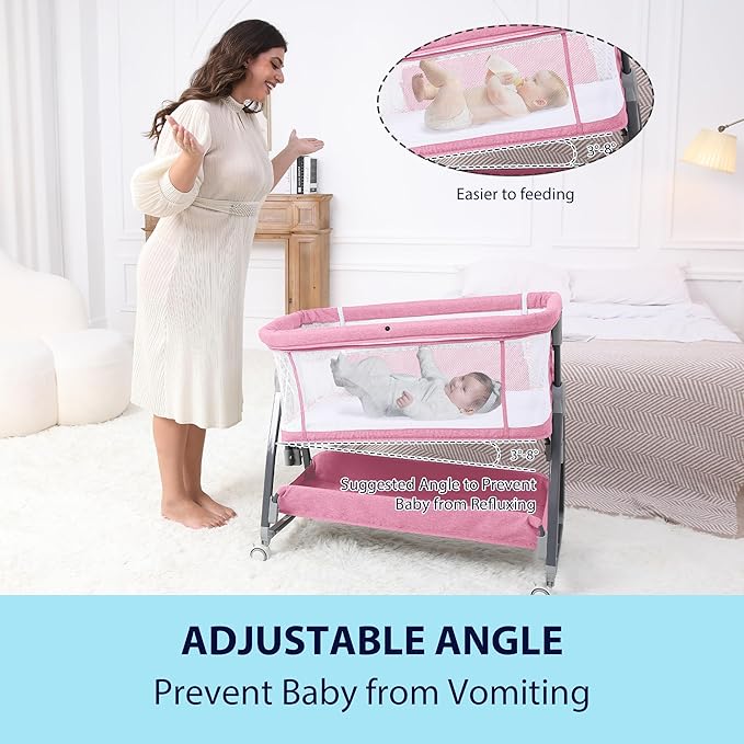 Baby Bassinet Bedside Sleeper, 3 in 1 Rocking Bassinet - Image 3
