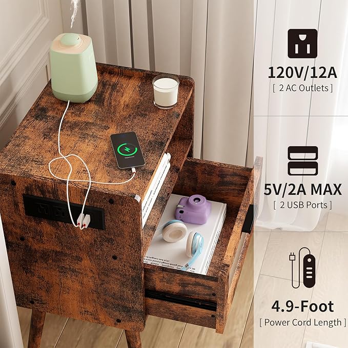 SOOWERY Mid Century Modern Nightstand - Image 5