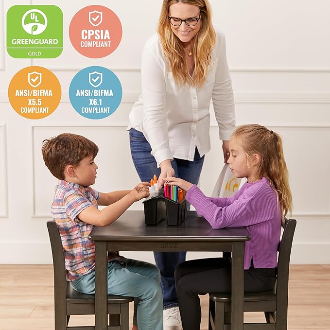 ECR4Kids 24in x 24in Hardwood Table and Chair Set, 12in Seat Height, Kids - Image 6