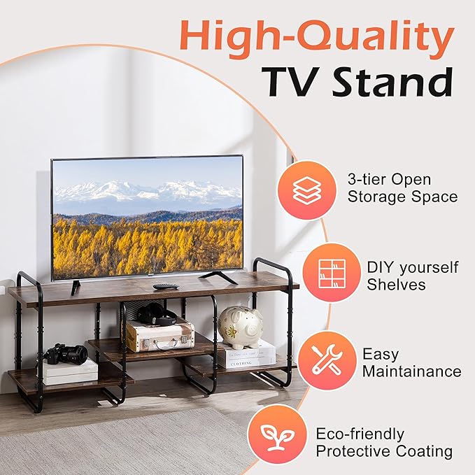 VECELO TV Stands up to 75 Inch, Entertainment Center/Media Console Table - Image 4