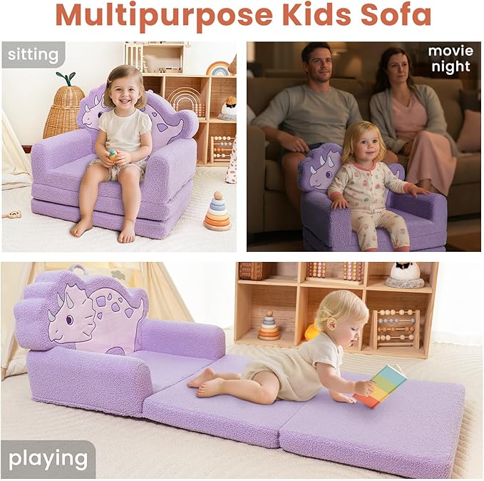 TinyPalsa Kids Couch, Convertible Sofa to Lounger Fold Out, Gift - Image 3