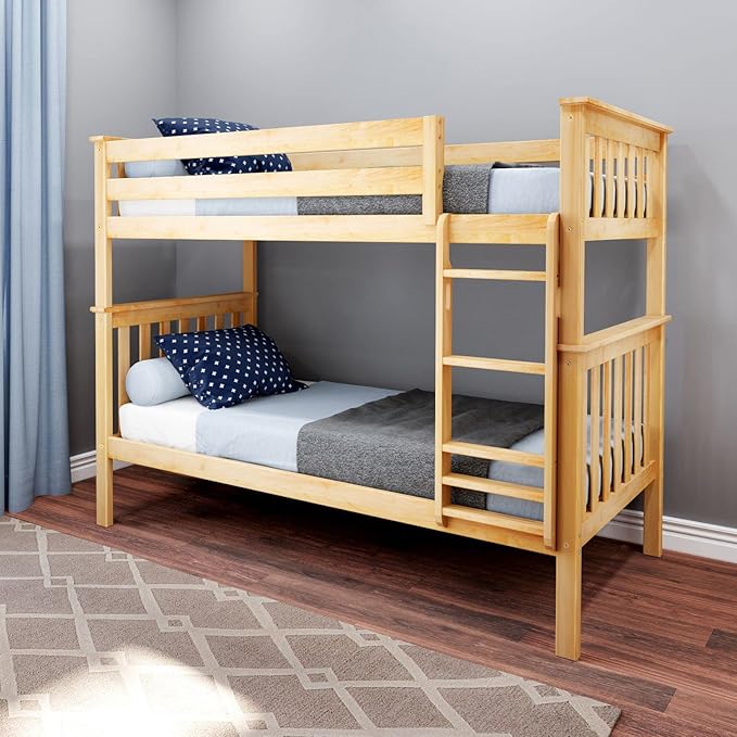 Max & Lily Bunk Bed Twin over Twin, Solid Wood Bunk Bed Frame by MaxLily