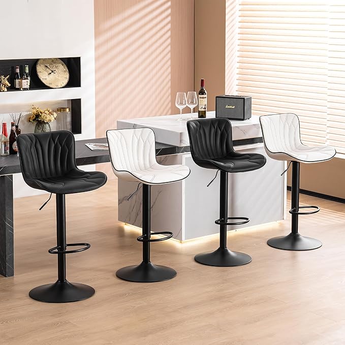 YOUNUOKE Bar Stools Set of 2 Black Barstools Adjustable Counter Height Stools - Image 9