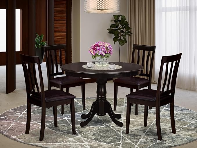 East West Furniture HLAN5-CAP-LC 5 Piece Dining Table Set - Image 2