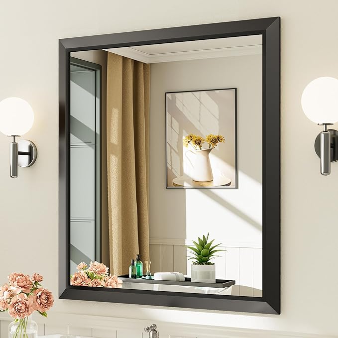36x32 Inch Black Bathroom Mirror by Briivuemodernmirrors