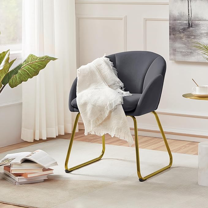 Yaheetech Flower Shape Velvet Armchair, Modern Side Chair Vanity Chair - Image 4