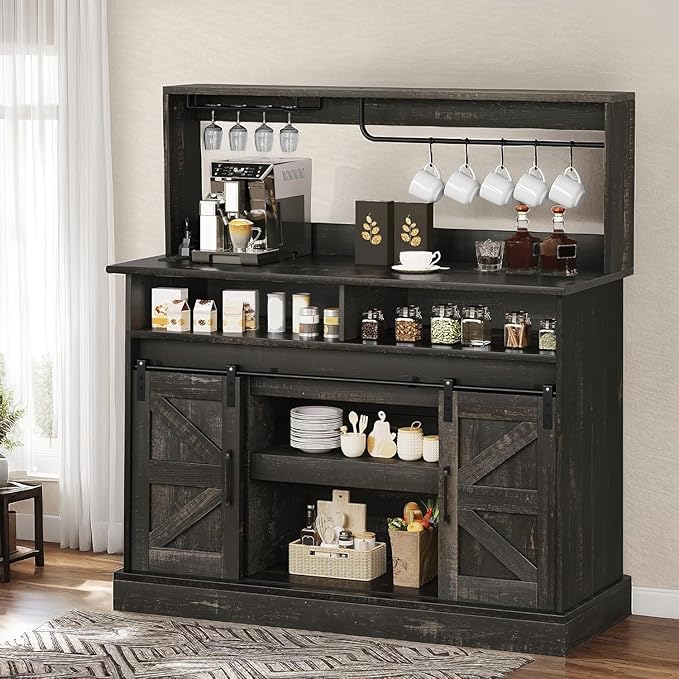 YITAHOME Buffet Cabinets with Upper Rack, Farmhouse Coffee Bar Cabinet with - Image 3