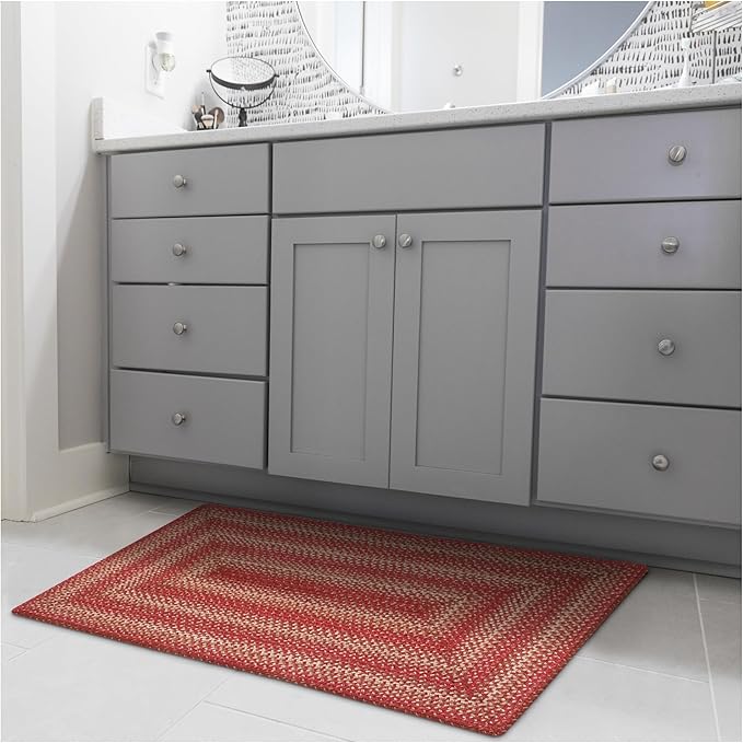 Homespice 2x3' Red Rect. Braided Rug. Apple Pie Red Jute Rug. Uses- Entryway by Homespice