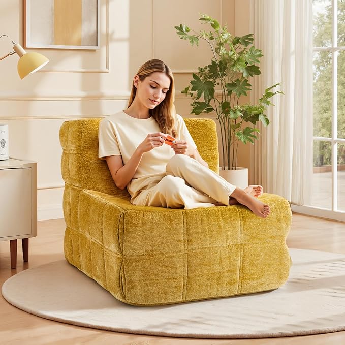 Bean Bag Chair, Soft Chenille Pre-Filled Lazy Chair Floor Sofa Bean Bag Chair - Image 3
