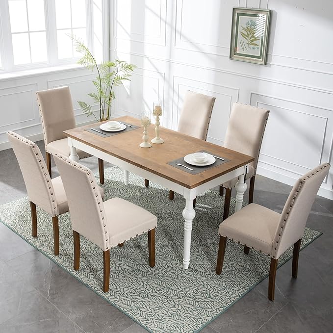 Parsons Kitchen Dining Chair Set Room Modern Upholstered Stylish Fabric High - Image 5