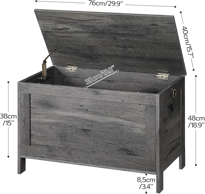 HOOBRO Toy Box, Retro Wooden Look Storage Chest - Image 5