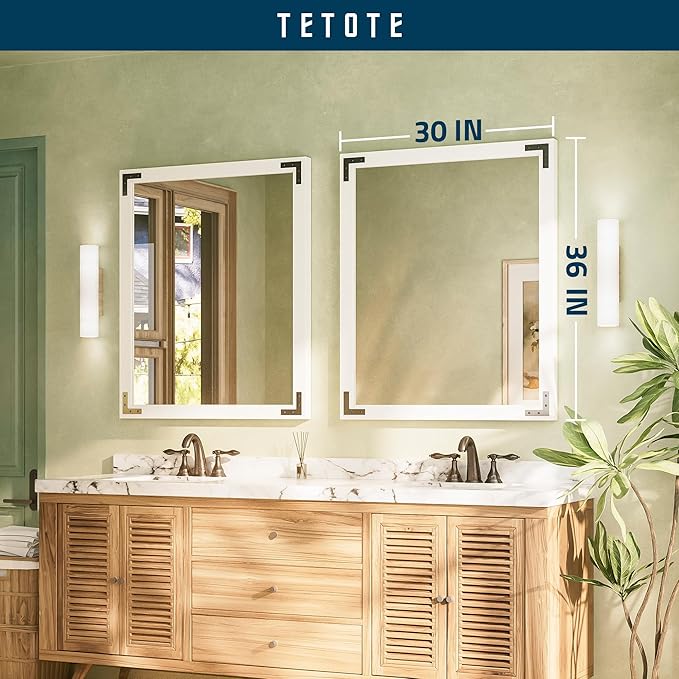 TETOTE 30 x 36 White Wooden Mirror - Image 7
