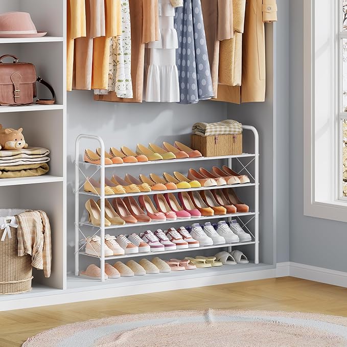 Hoctieon 4 Tier Mesh Style Shoe Rack, Entryway Shoe Shelf, Shoe Storage - Image 6