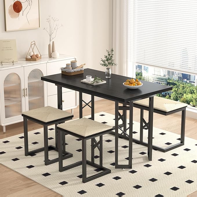VECELO 43.3" Dining Table Sets, Farmhouse Small Kitchen Table by VECELO