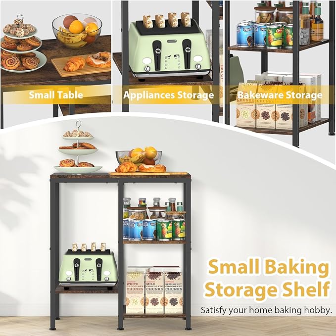 Kitchen Microwave Stand, 4-Tier Adjustable Bakers Rack, Space-Saving Metal - Image 6