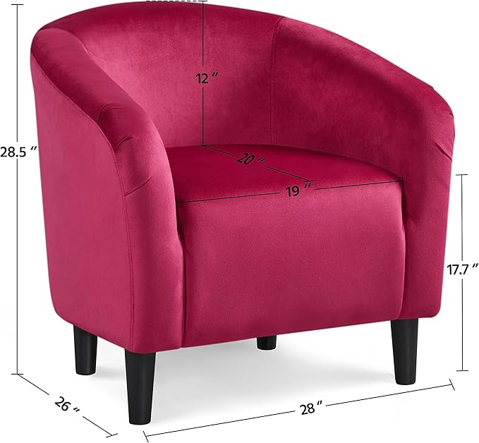 Yaheetech Club Chair, Velvet Accent Chair Upholstered Barrel Chair Sitting Chair - Image 3