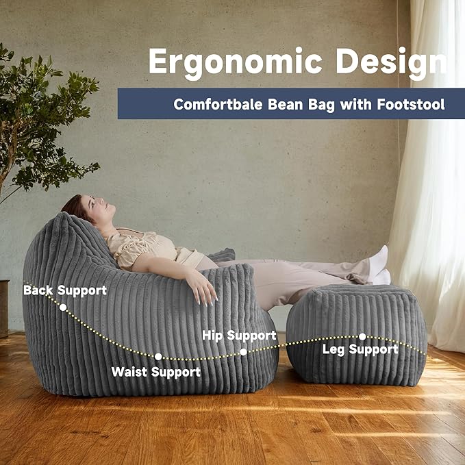 Giant Bean Bag Chairs for Adults, Oversized Chaise Lounge Chair Indoor - Image 5
