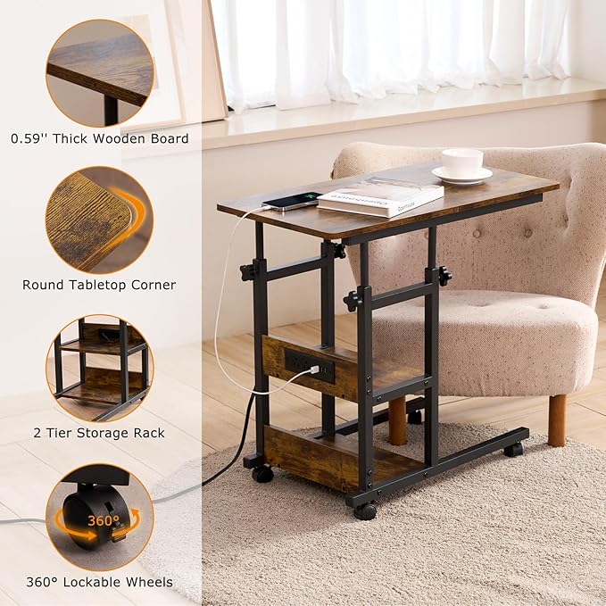 C Shaped End Table Height Adjustable - Image 7
