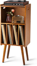Wooden LP Record Player Stand, 3-Tier Turntable Stand Cabinet Holds up to 100 by 2BHOME