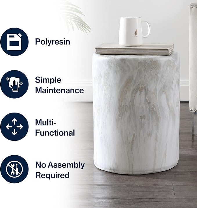 JONATHAN Y TBL1101A Troy 16" Modern Minimalist Faux Marble Column - Image 5