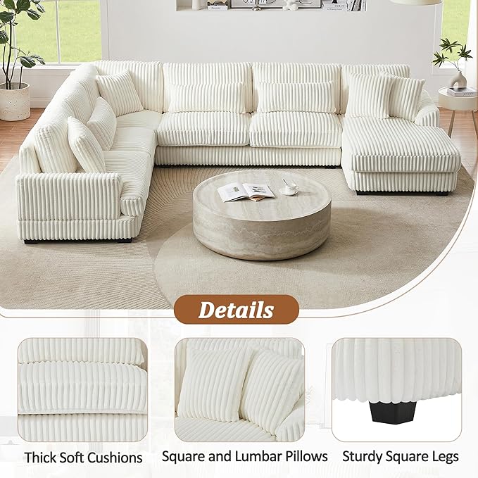 129" Oversized U Shaped Modular Sectional Sofa Couch - Image 6