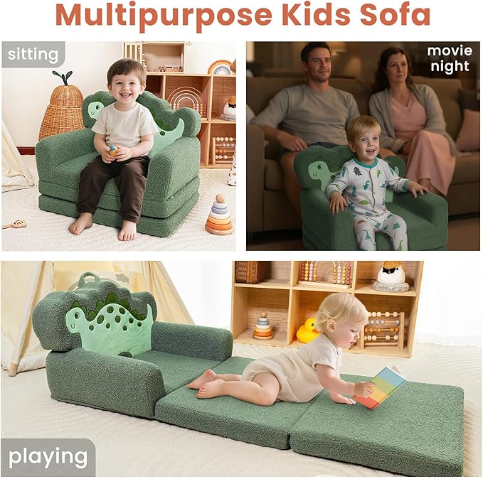 TinyPalsa Kids Couch, Convertible Sofa to Lounger Fold Out, Gift - Image 3