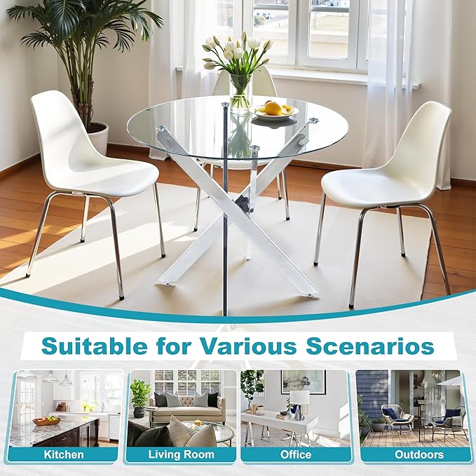 Dining Table for 4 Modern Round Dining Table 35.43" Kitchen & Dining Room Tables - Image 7