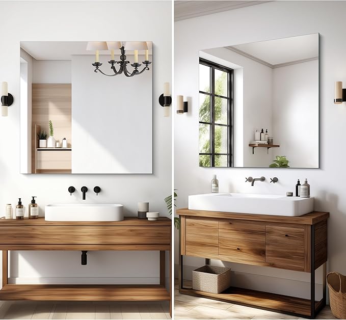 Frameless Mirror, 36x36 inch Square Bathroom Mirrors - Image 5