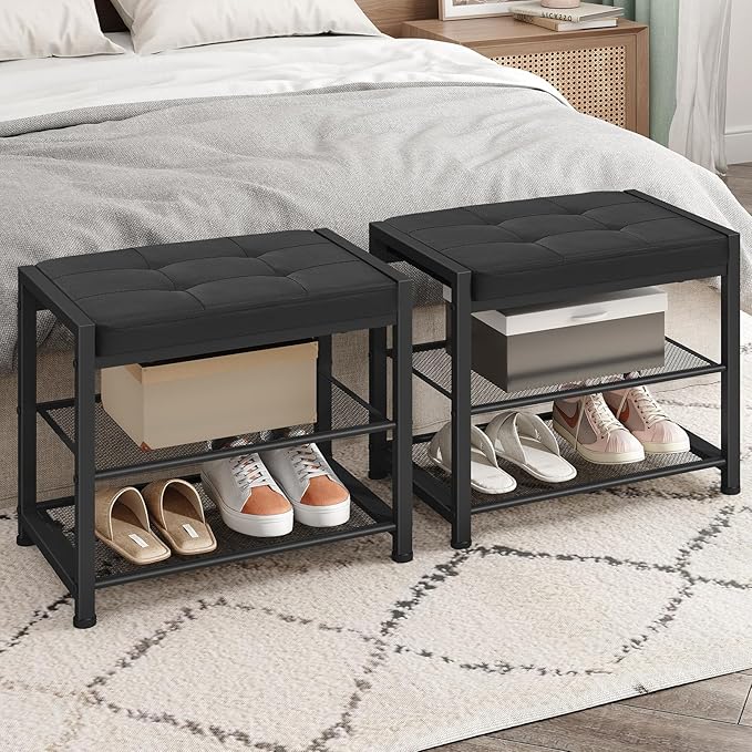 HOOBRO Small Shoe Bench, 3-Tier Shoe Rack, Shoe Storage Bench - Image 5