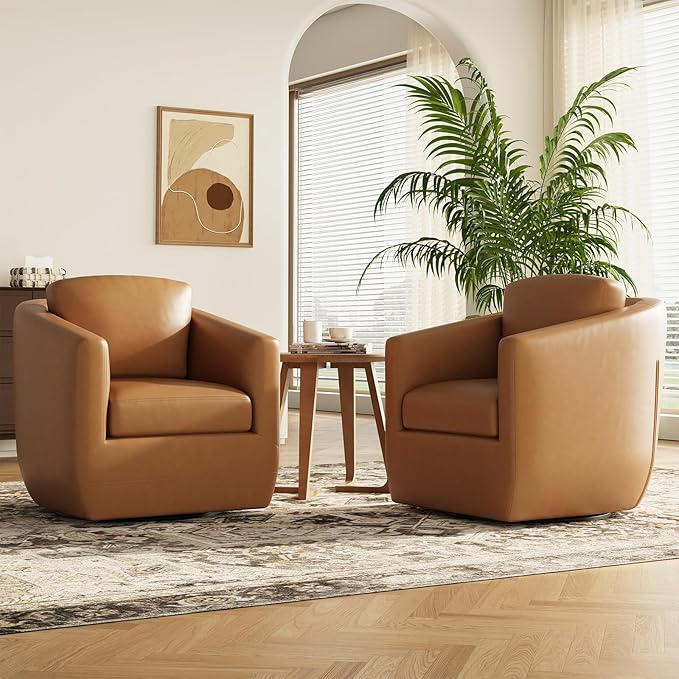 COLAMY 360° Swivel Accent Chair- Comfy Living Room Armchair No-Sag Foam & - Image 3