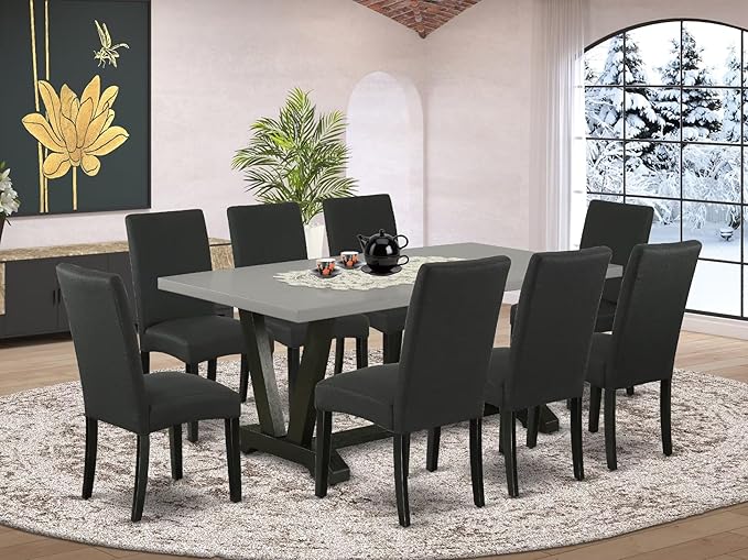 East West Furniture V697DR124-9 9 Piece Dining Table Set Includes a Rectangle - Image 2